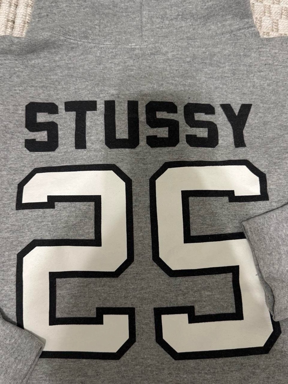 Stussy Crewneck Sweatshirt in Heather Gray with White & Black '25' Graphic